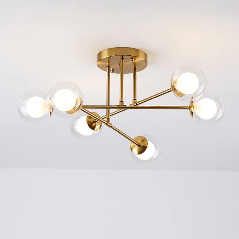 Aurelia Six-Light Sputnik Chandelier in Glass and Metal