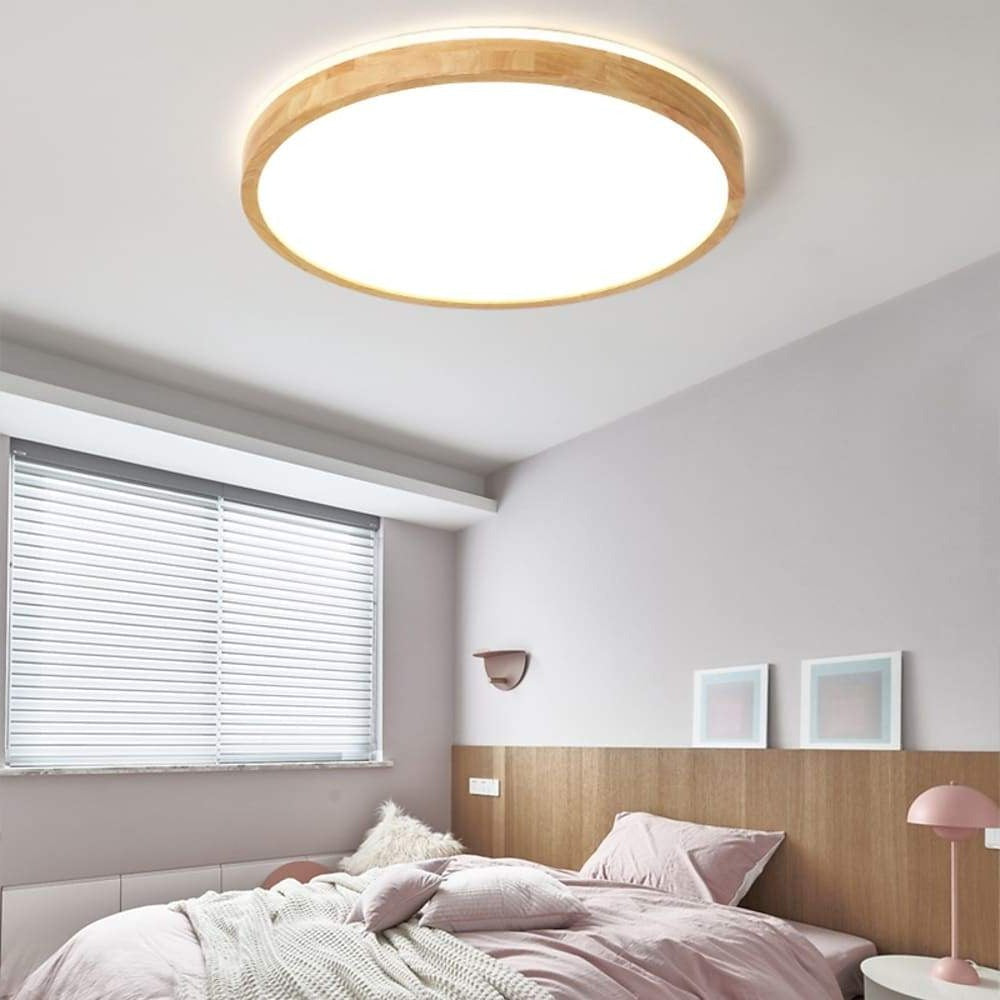 Aurelia Wood LED Flush Mount Ceiling Light – Nordic Minimalist Illumination