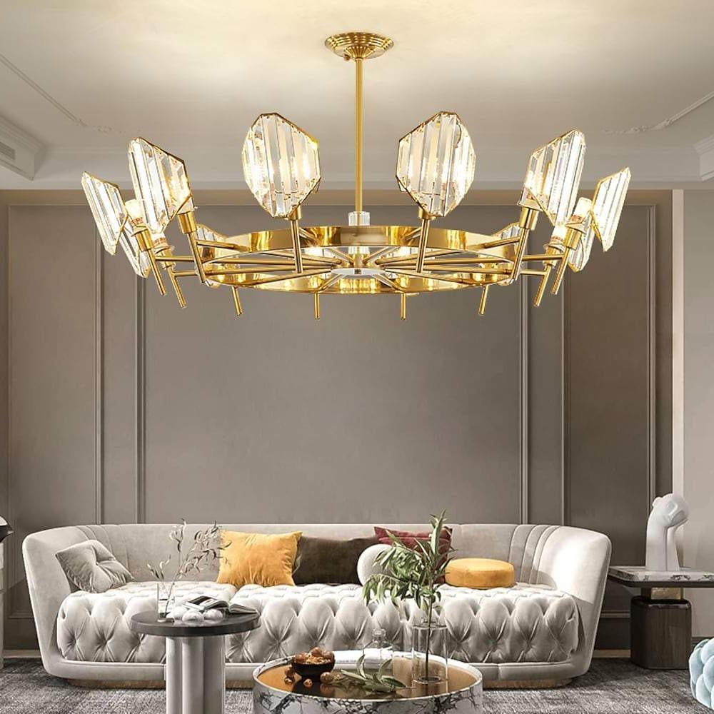 Lumière Ring Crystal Chandelier in Gold Brass – Modern Ceiling Light