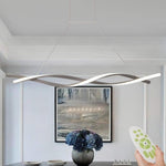 Interwoven Waves LED Pendant Light – Modern Gold Linear Chandelier for Kitchen Island