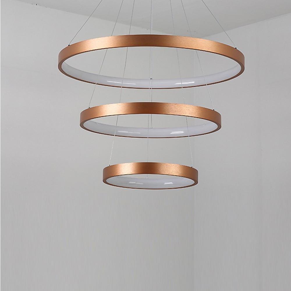 Acrylic Bronze 3 Tier Ring Chandelier Dimmable Led 59 Adjustable Pendant Lights