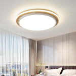 Metal And Wood Round Led Flush Mount Ceiling Light Living Room Lighting