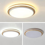 Metal And Wood Round Led Flush Mount Ceiling Light Living Room Lighting