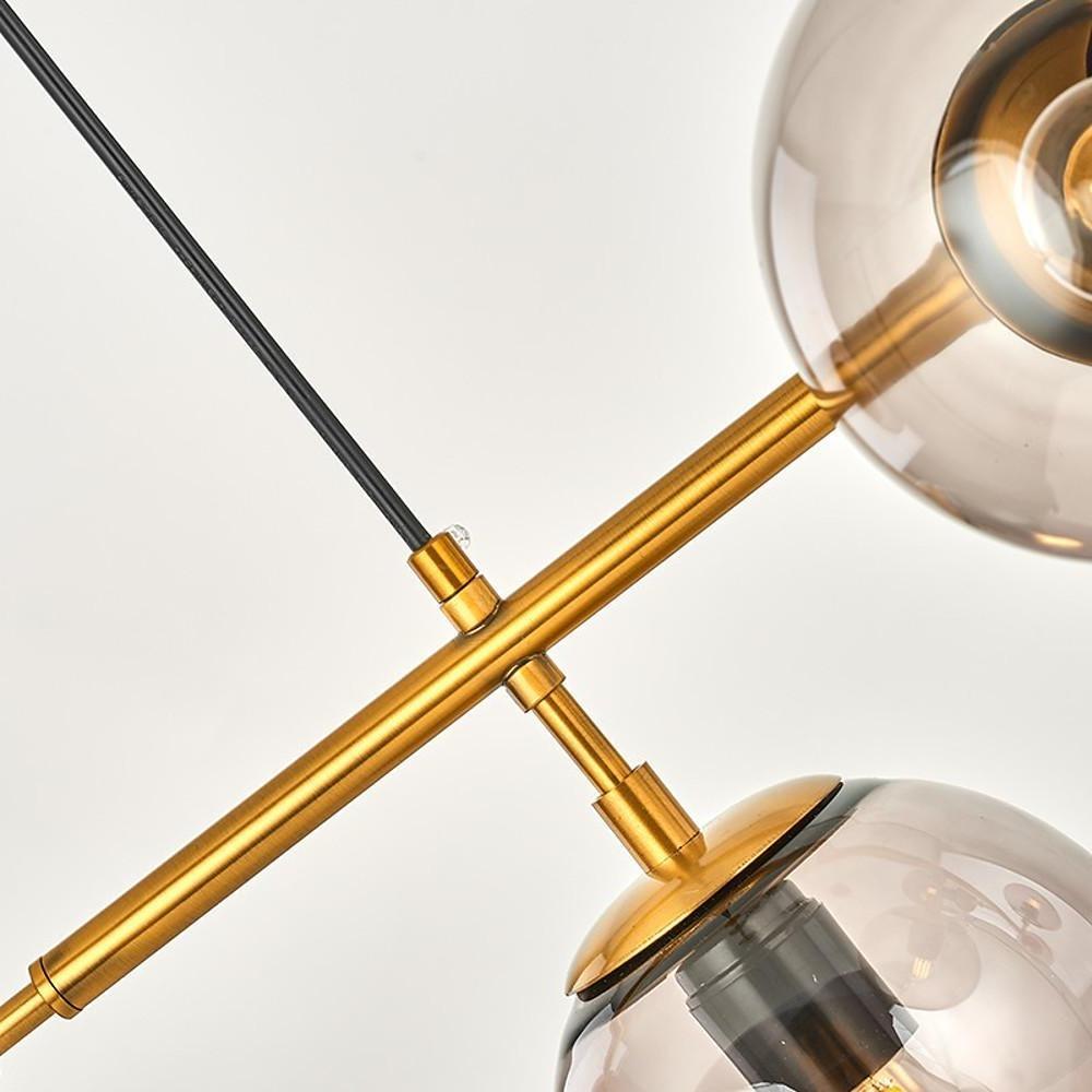 Aurora Linear Glass Globe Chandelier in Gold for Modern Dining Rooms